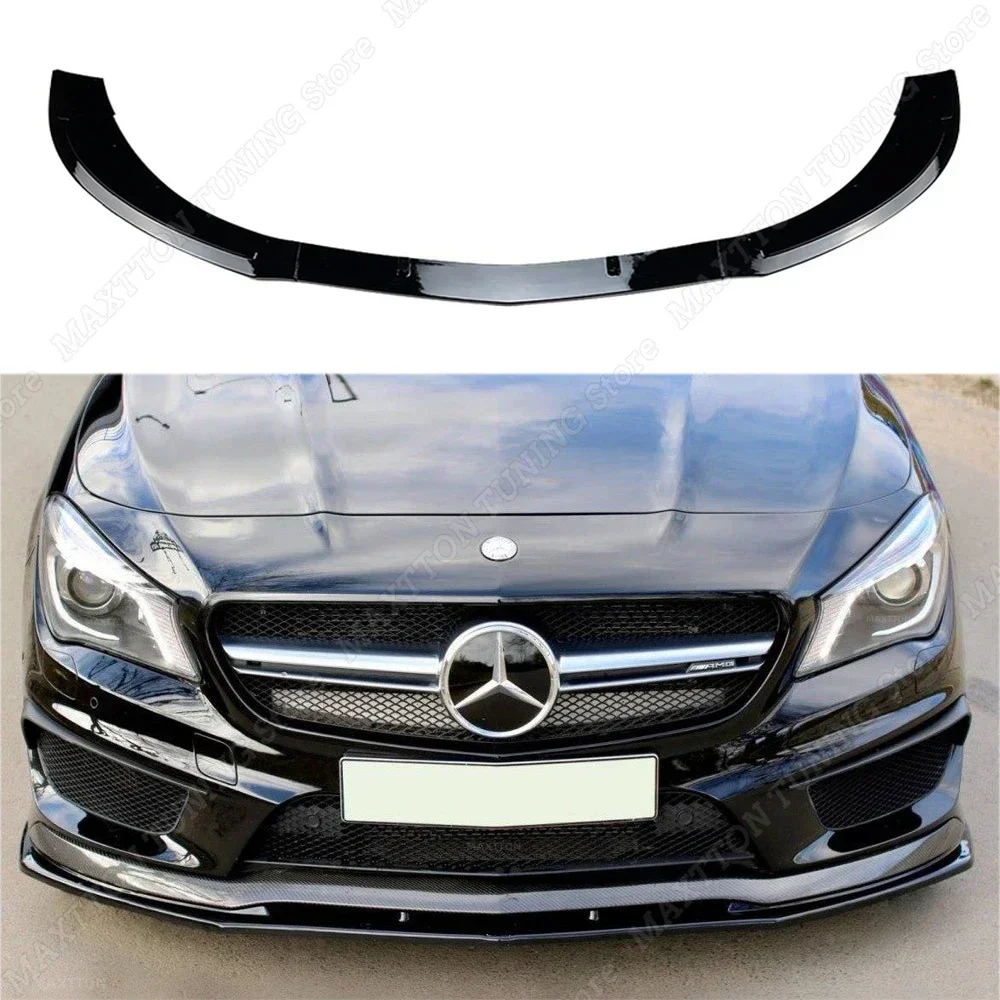 Front Splitter V.2 For Mercerdes CLA X117 C117 3Pcs Maxton Style Bumper Lip Spoiler Splitter Diffuser CLA220 CLA45 AMG 2013-2016