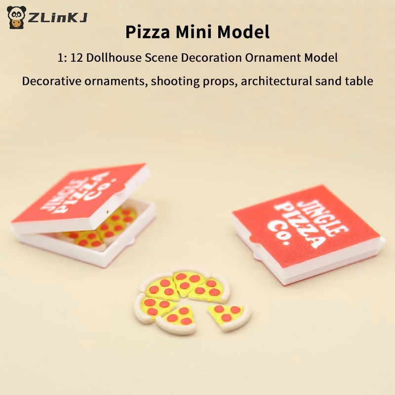 ▶1/12 Dollhouse Simulation Mini Pizzas Model With Pizza Box Dollhouse Kitchen Food Decoration Dolls House Pretend Play Toys