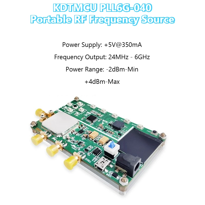 

KDTMCUPLL6G-040 Встроенный модуль с фазовой автоподстройкой частоты, генератор радиочастотных сигналов, полоса пропускания 24–6 ГГц, высокая плоскостность, портативный сигнал