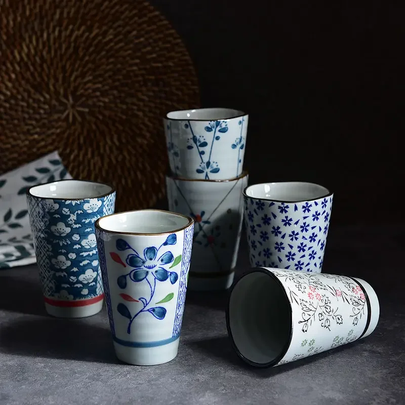 6pcs Japanese Style Gift Cup, Water Cup, Tea Cup, Flower Tea Cup, Gift Set of Six Flowers, Water Cup, Ceramic Underglaze Color