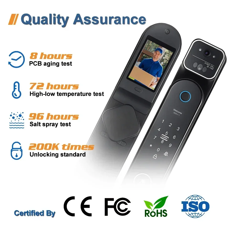 004 3D Face Recognition Smart Door Lock Outdoor TTlock Tuya Wifi App Smart Locks For Aluminum Doors