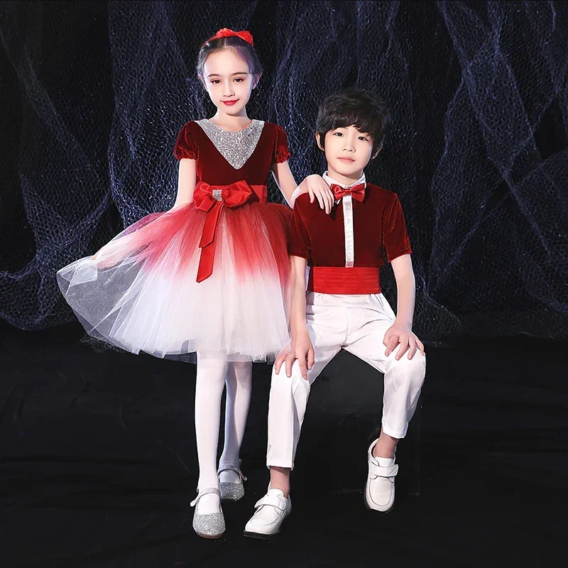 Children's Day Chorus Costumes Stage Performance Clothes Grand Choir Boy Girl Dance Ballet Dress School Pupil Recitation Costume