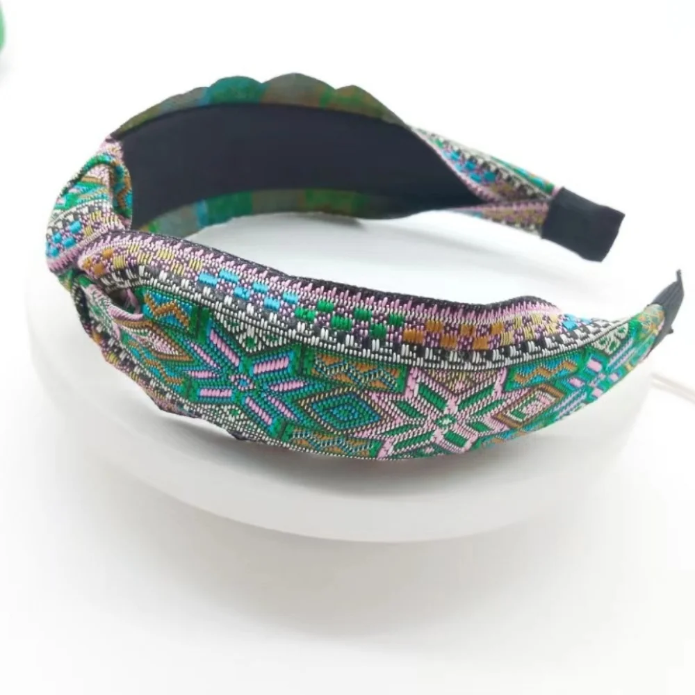 Ethnische Stil Stickerei geknotet Stirnband für Frauen Mädchen Stoff Haar Hoop weibliche waschen Gesicht Haarbänder Geschenke Haar-Accessoires – Detail 9