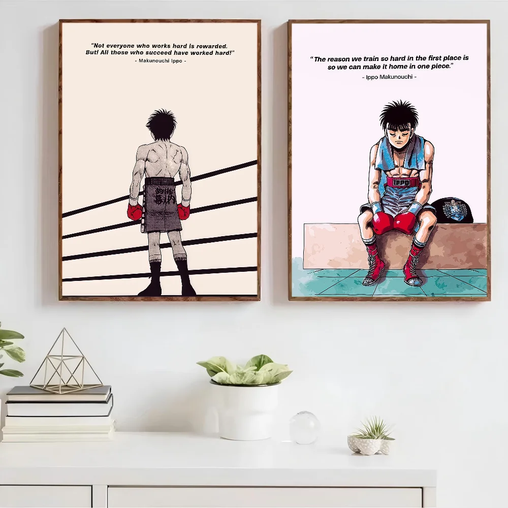 Japanese Anime Hajime No Ippo Character Self-adhesive Art Poster Decoracion Painting Wall Art White Kraft Paper Home Decor