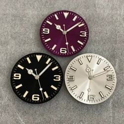 28.5mm Watch Dial + Hands Green Luminous Sun Pattern Modified 369 Nail Men's Watch Faces Accessory Fit NH35/NH36/4R/7S Movement