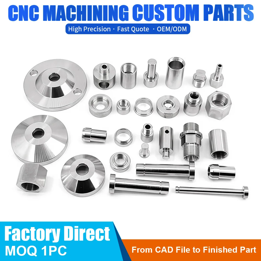 Custom CNC Stainless Steel Turning Parts Precision Lathe Machining Shafts Bushings Sleeves Fittings OEM ODM MOQ 1pc