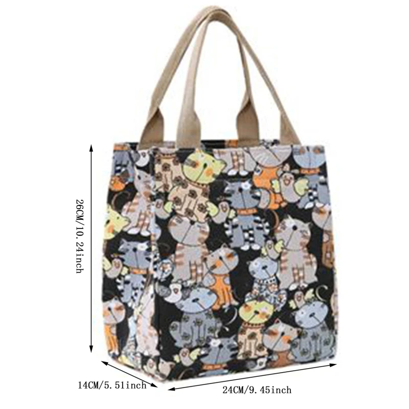 Canvas Bags Handbag For Women Shopper Tote Bag Fashion Designer Bag Japanese Style Cartoon Cute Cats Small Eco-Friendly Tote Bag