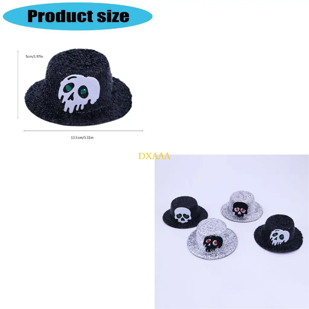 DXAA Mini Hat Hair Clip Skeleton Hat Hair Clips Skull Caps Barrette Decorative Hair Accessories Party Hats Clip On Designs