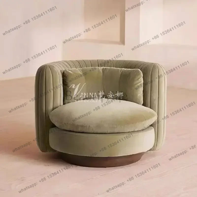 New arrive  Round Lamb Fleece Sofa Chair French Cream Single Sofa Leisure Chair