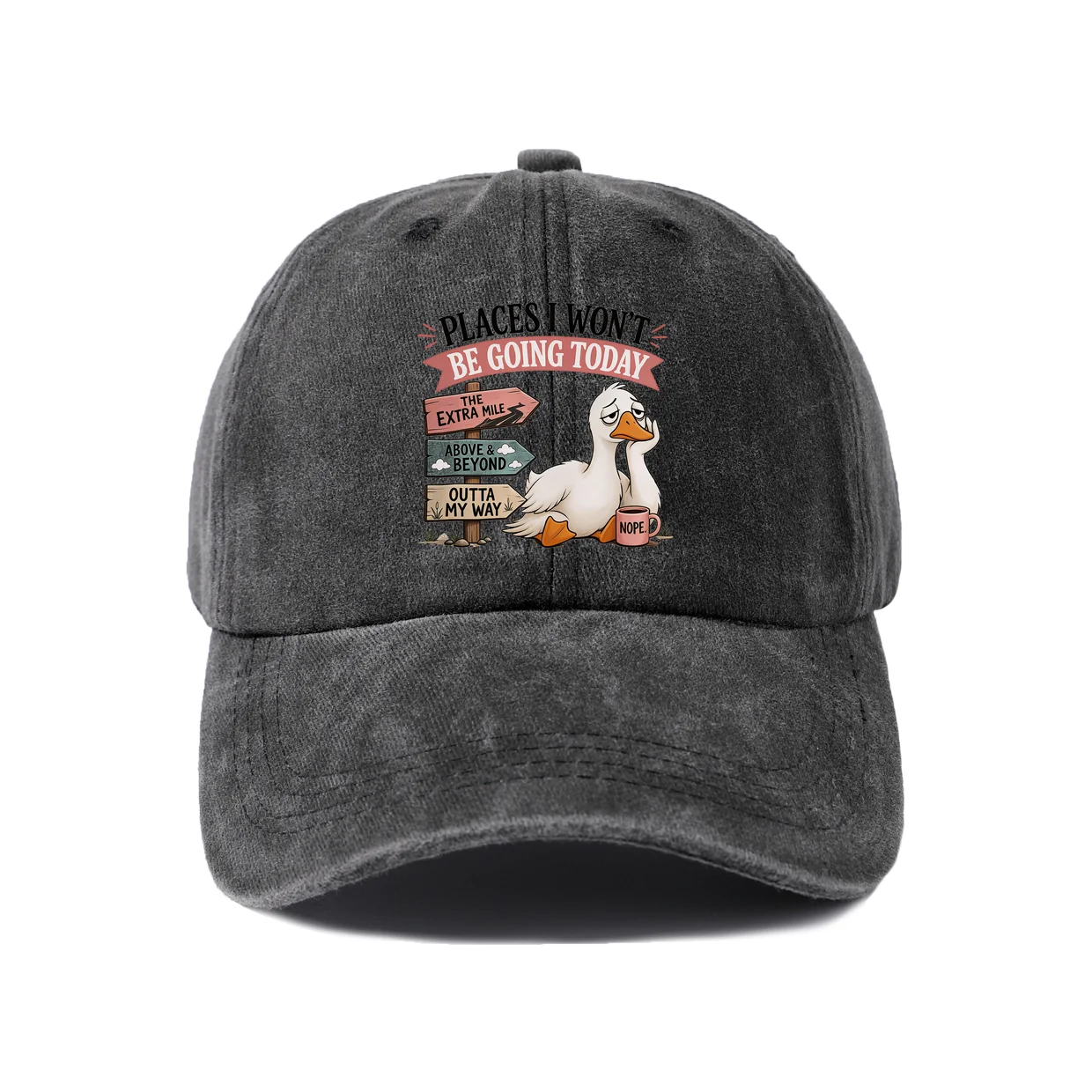 Going Above And Beyond Funny Goose Baseball Cap, Vintage Washed Adjustable Unisex Dad Hat, Outdoor Gift