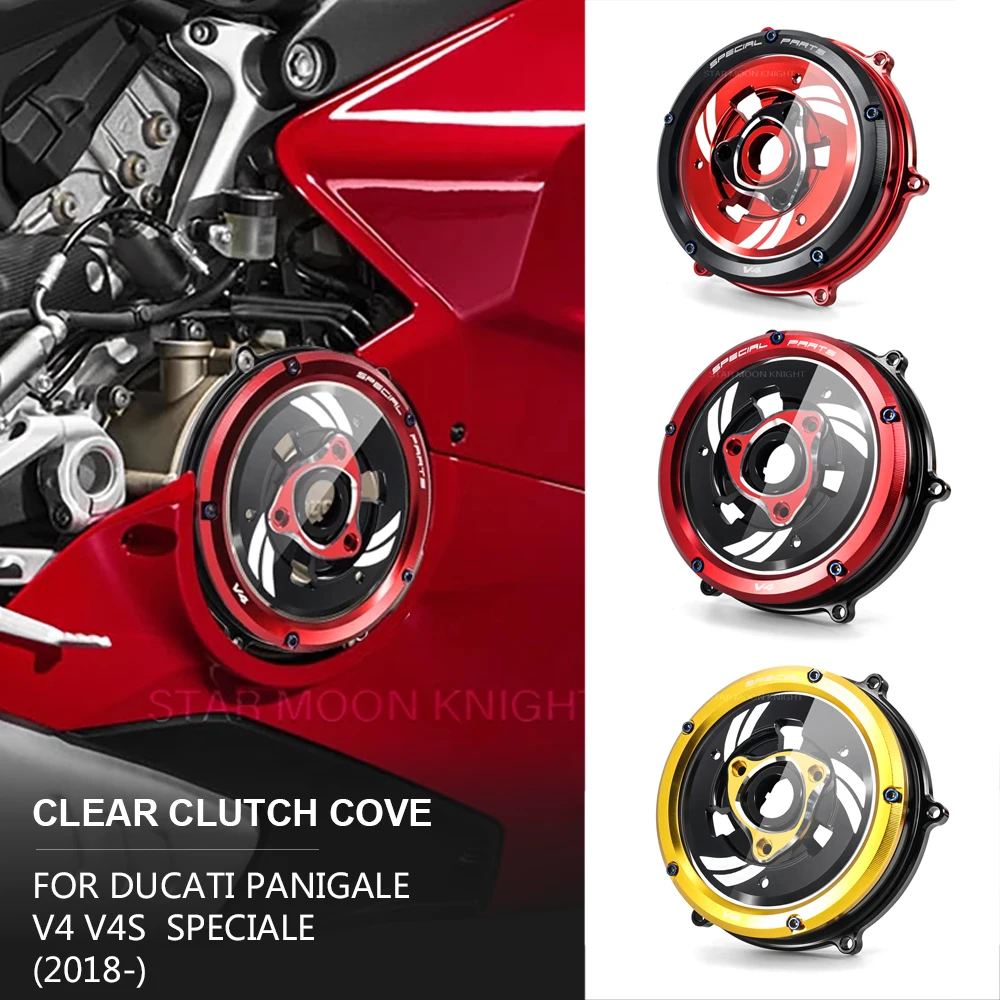 

For Ducati Panigale V4 V4s V4 speciale 2018 - Clear Clutch Cover Engine Racing Spring Retainer R Protector Guard Pressure Plate