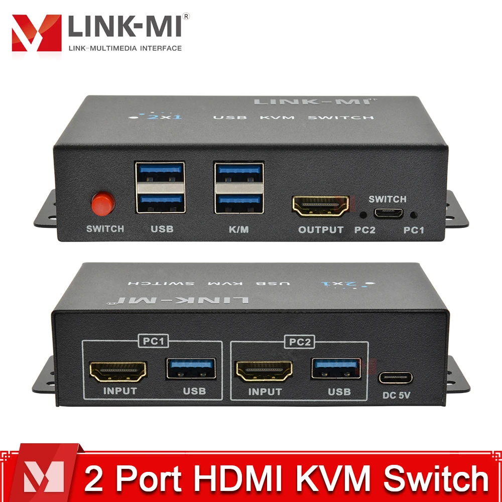 

2-Port HDMI KVM Switch with USB3.0 - 4K@60Hz Dual Monitor 2 Host, Win/Mac/Linux, Hot Swap, Seamless Switch, Extra USB3.0 Ports