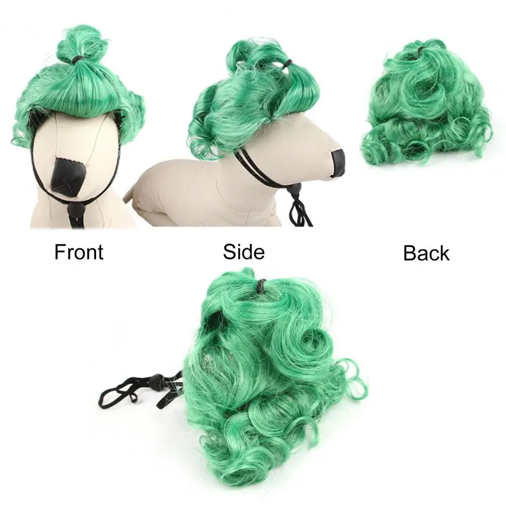 Pet Headgear Realistic Adjustable Pet Wig for Dogs Cats Funny Cosplay Costume Hair Accessories for Cross-dressing Pets Christmas