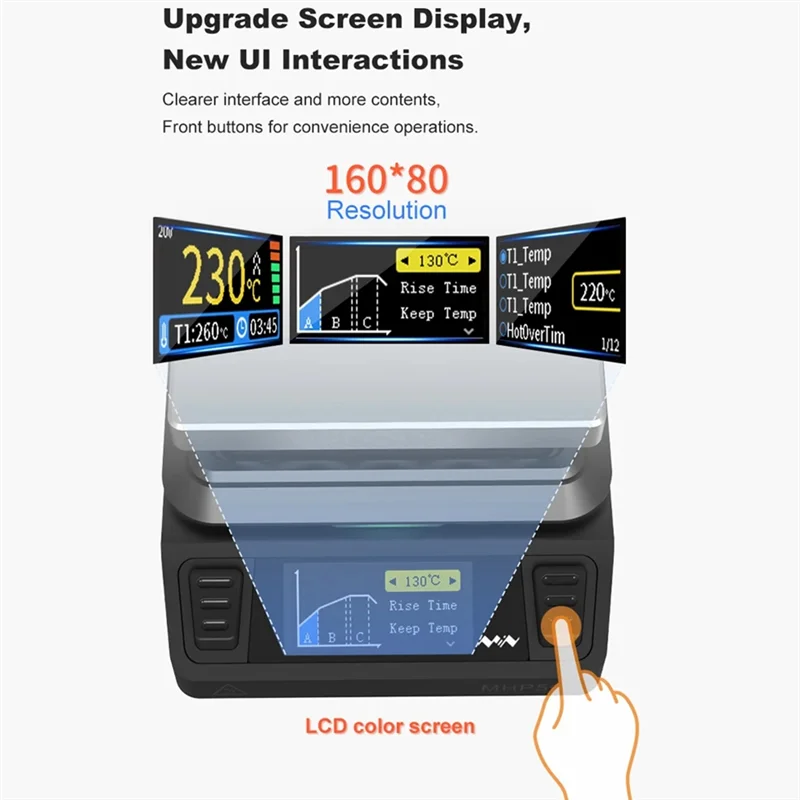 

Miniware Soldering Station Constant Temperature Heating Station Built-In Cooling Fan 160X80 LCD Segmented Heat