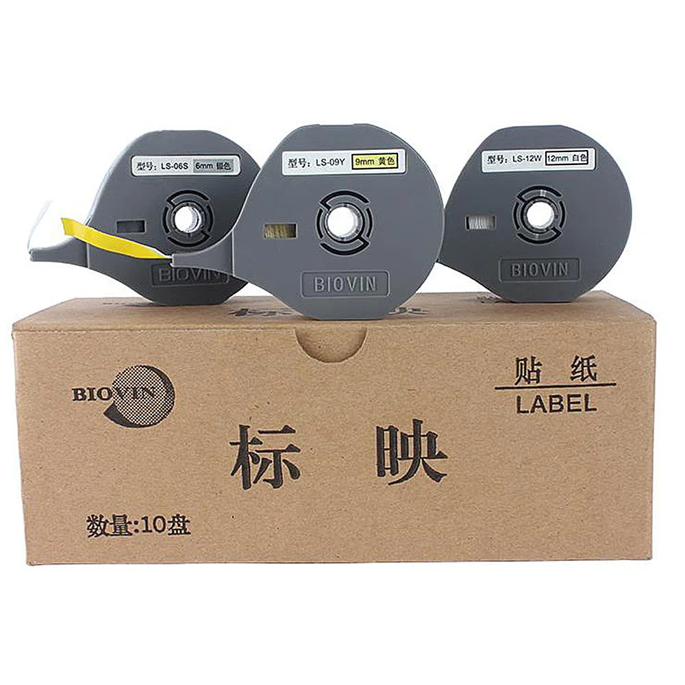 1 Stuks Label Cassette LS-09Y 9Mm Gele Tape Voor Biovin Buis Primer Elektronische Graveermachine S650 S700e S680 Lint Typemachine