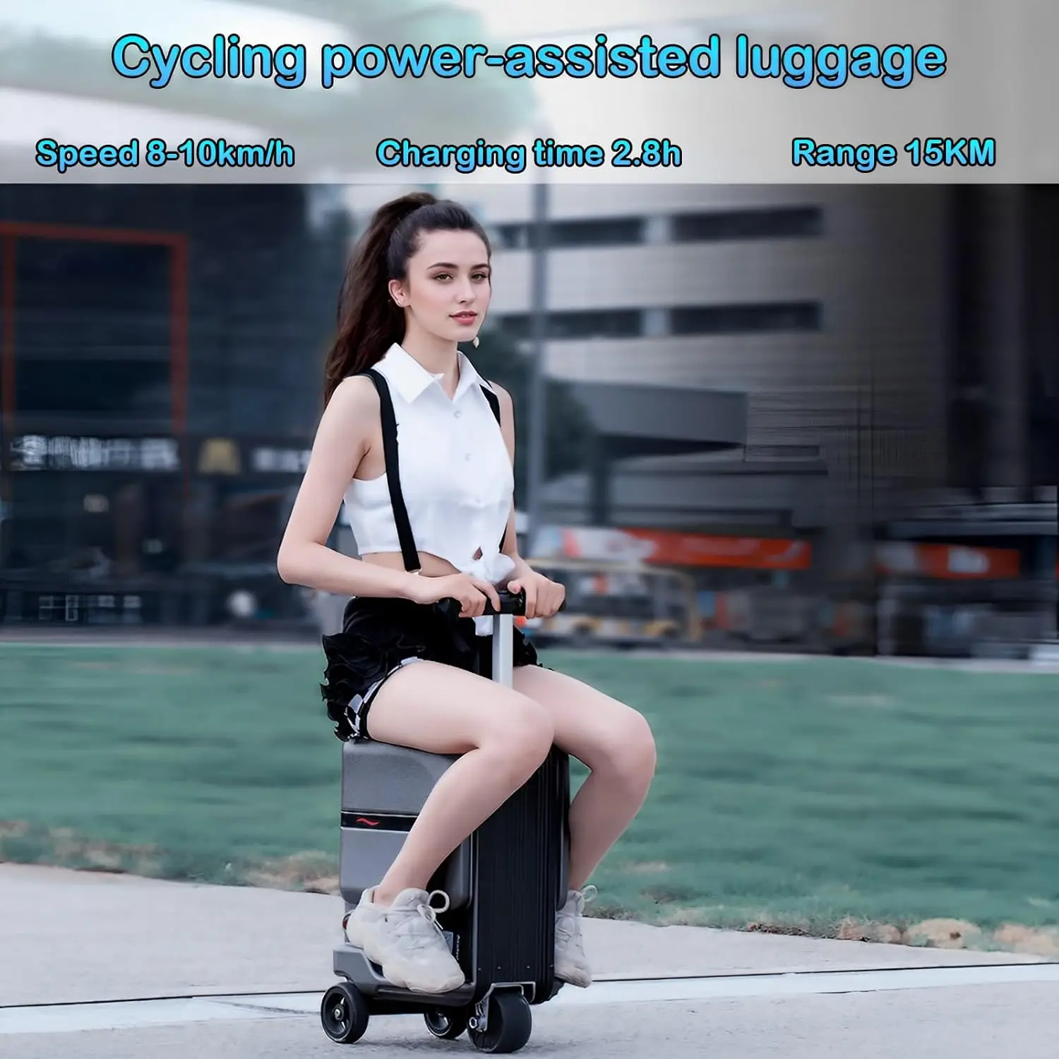 حقيبة أمتعة ذكية بمحرك مقاس 21 بوصة قابلة للركوب مع جهاز تحكم عن بعد وحقيبة أمتعة كهربائية للسفر