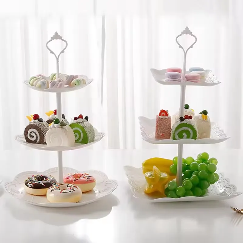 3 Tier Cake Stand Display Cupcake Rack Afternoon Tea Snack Fruit Plate Tray Wedding Party Xmas Brithday Dessert Table Decorate