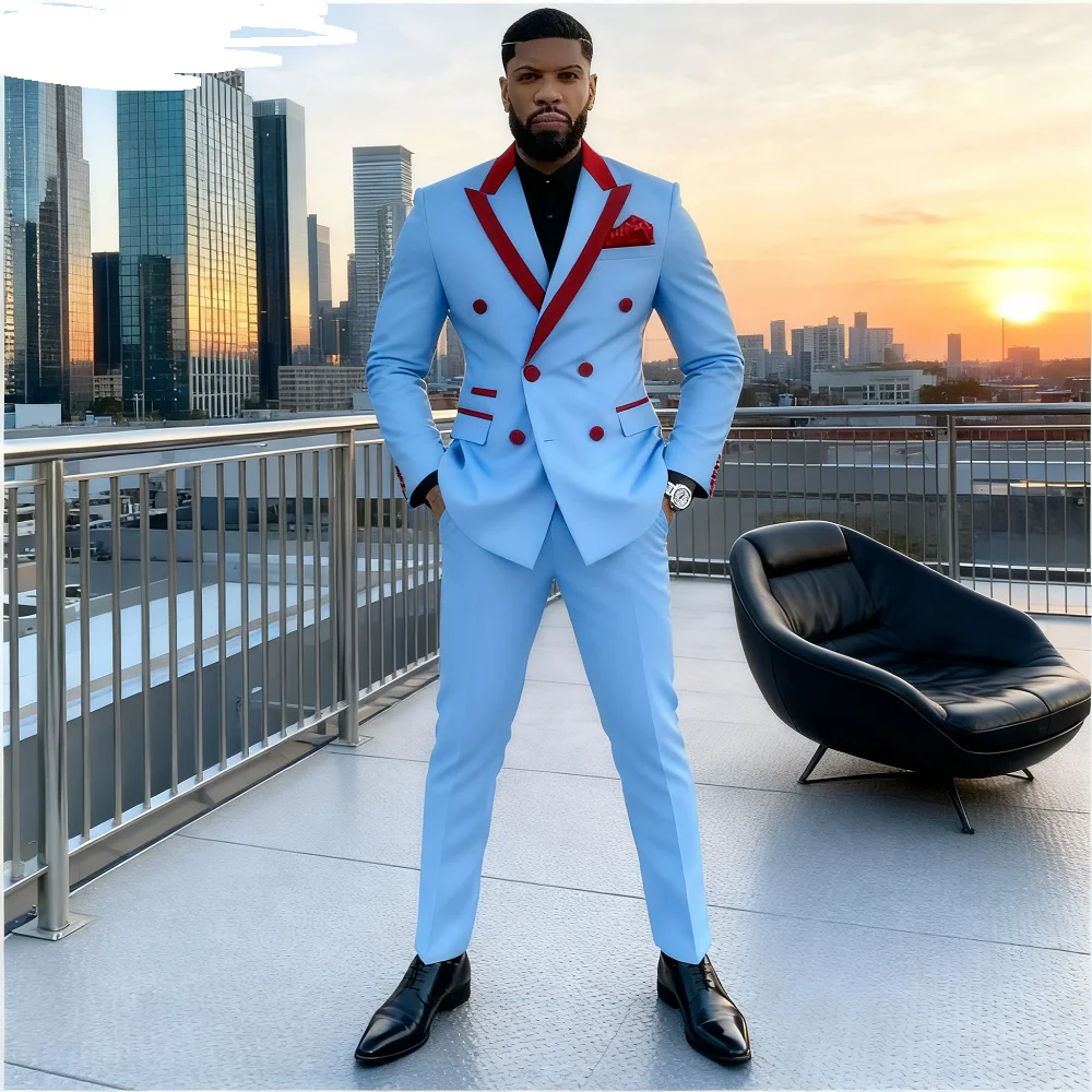 

Men's Double-breasted Tailored Tuxedo White Personalized Peak Lapel Slim Fit Groomsmen Smoking Suit Casual Outfit Set