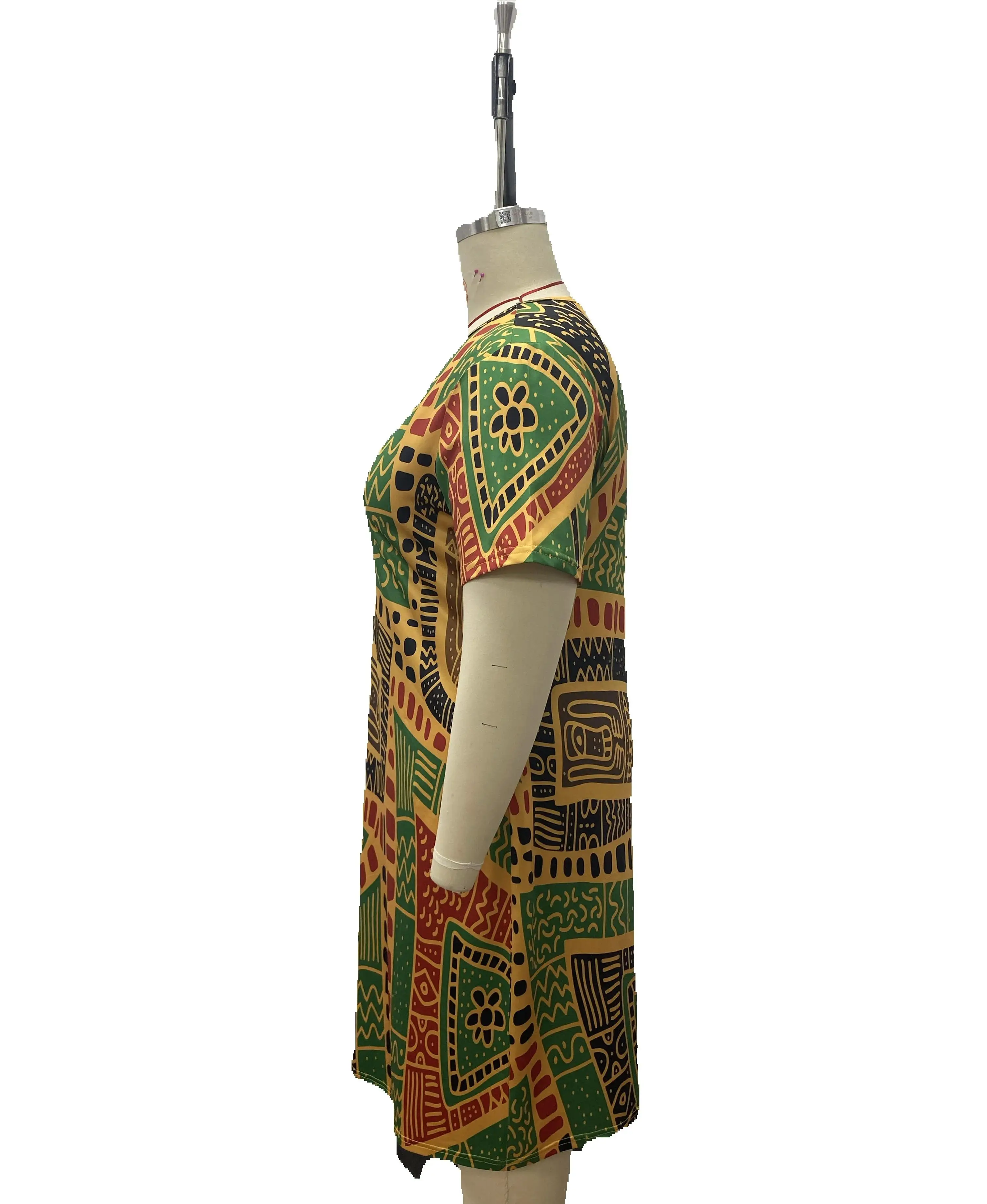 Vestido recto con cuello en V y estampado informal, vestido acampanado de manga larga a la moda para mujer, ropa informal de primavera y otoño