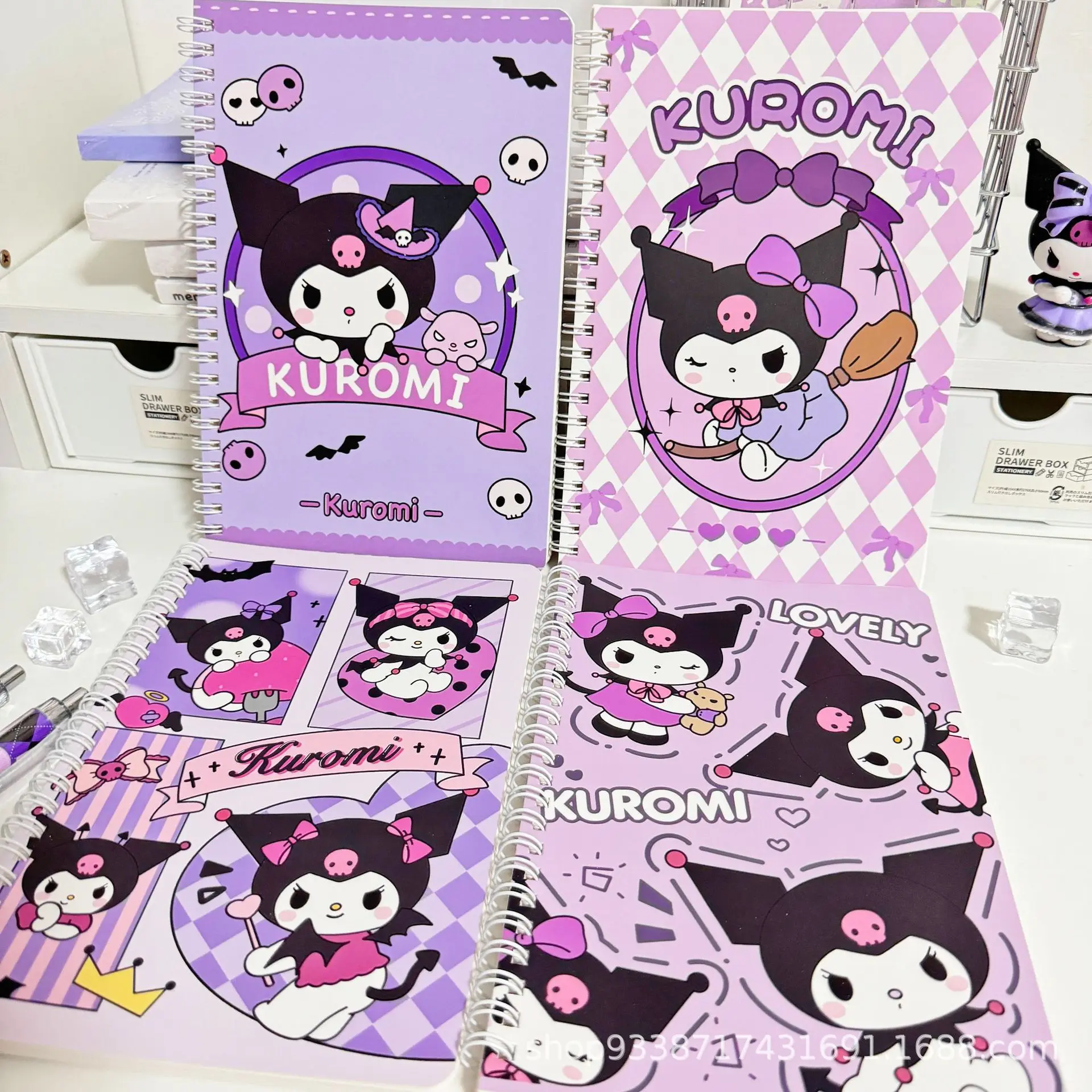 

4 pcs Kawaii Sanrio Kuromi High Beauty Coil Notebook Cute Notebook Student A5 Notebook Girl Gift
