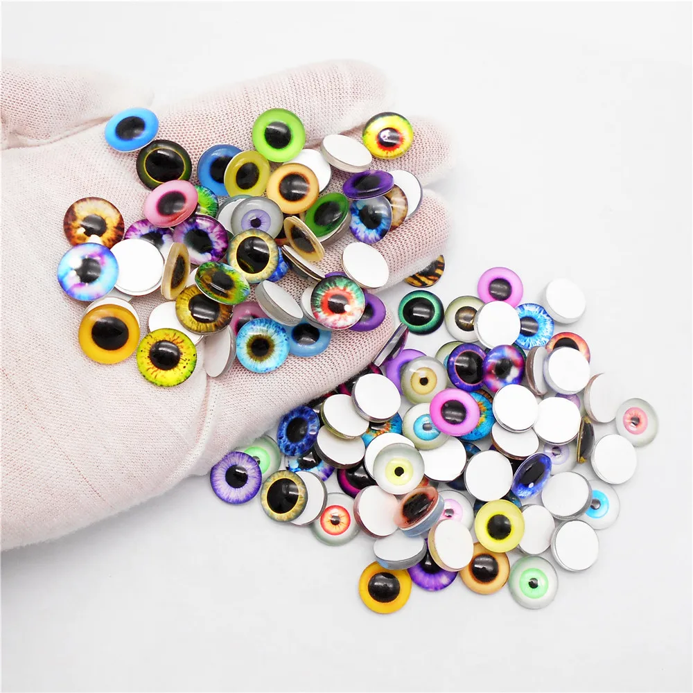 10-50PCS 6-30mm Glass Eye Cabochons Random Color Round Pupil Cat Owl Human Eyes Flat Back Cameo DIY Jewelry Making Accessory