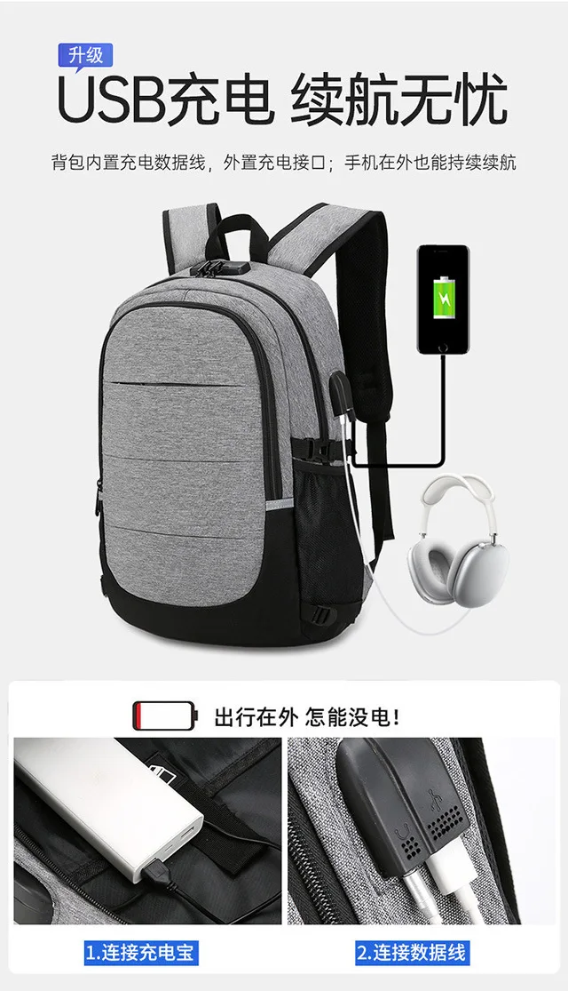 

Men's Laptop Backpack - Large Capacity Multi-Functional USB Port Bag, Business Travel Dual-Purpose Shoulder Bag