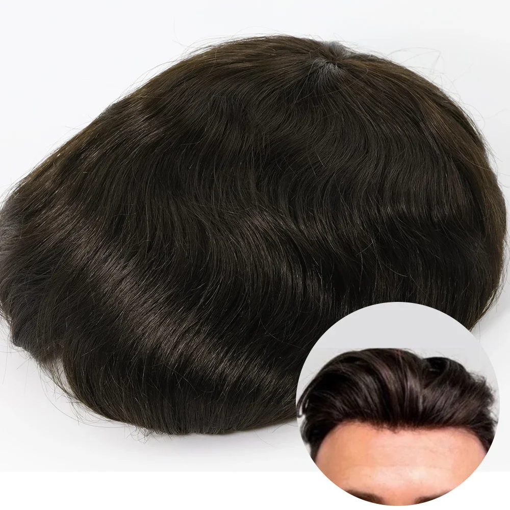 Mono top men toupee high quality human hairpiece