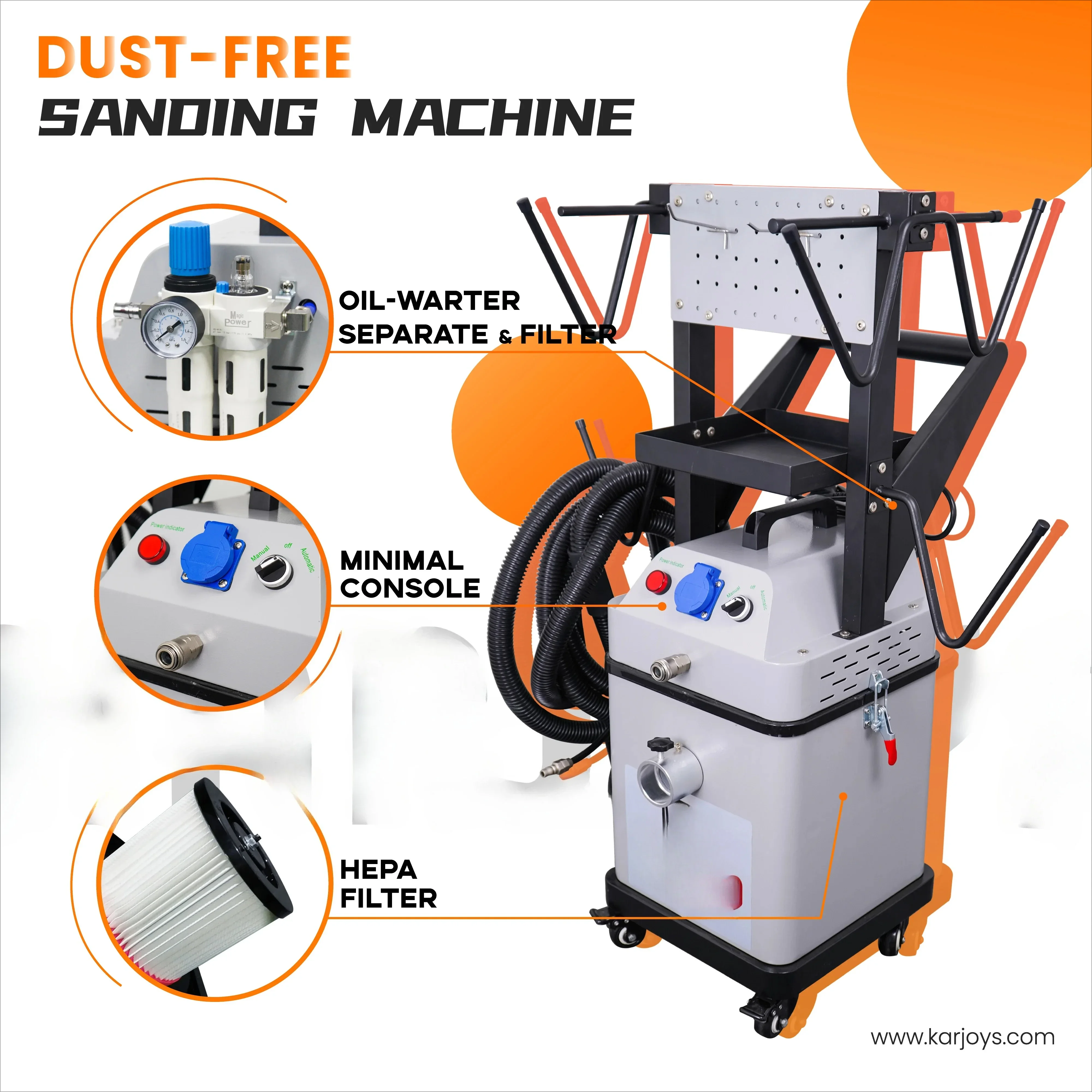 Car vehicle grinding vacuum cleaner dust extraction dust free sanding machine wildly use on workshops