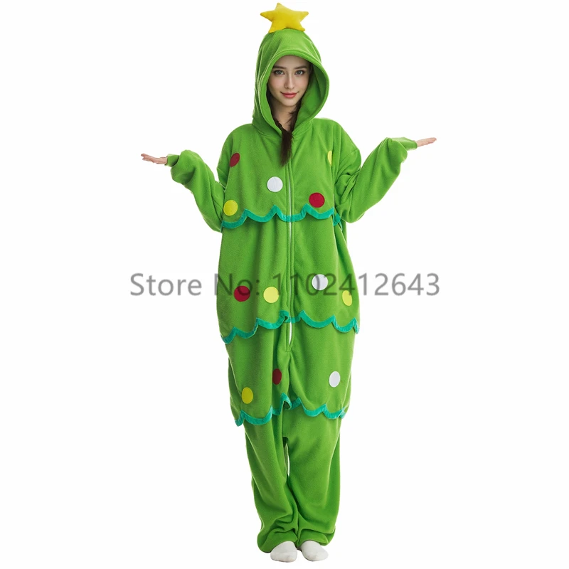 ELEIMOS Chirstmas Tree Onesie For Women Men Adult Kigurumis Pyjamas Cartoon Pajama Halloween Homewear Cosplay Costume
