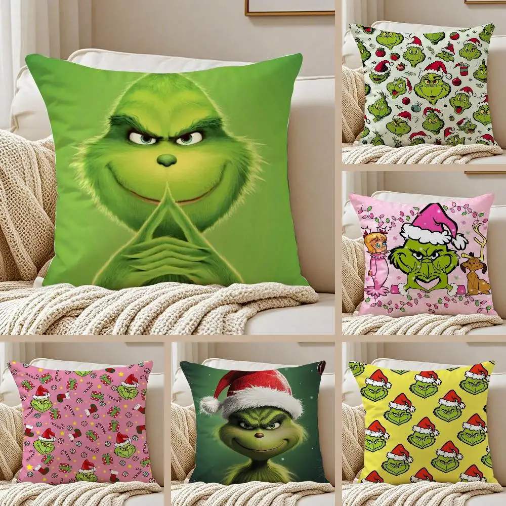 Film The G-Grinch C-Christmas Pillow Case Anti-dustmite Pillowcase Invisible zipper silky short plush Sofa cushion cover