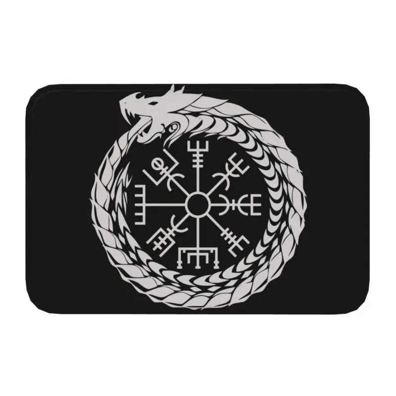 Vegvisir Jormungandr World Serpent Door Floor Bath Kitchen Mat Norse Viking Compass Doormat Living Room Entrance Rug Carpet