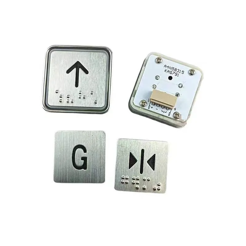 5PCS Elevator Button For Thyssen Accessories KAS791 Lift A4N58315 Elevator Push Parts Red And Blue With Braille Square Button