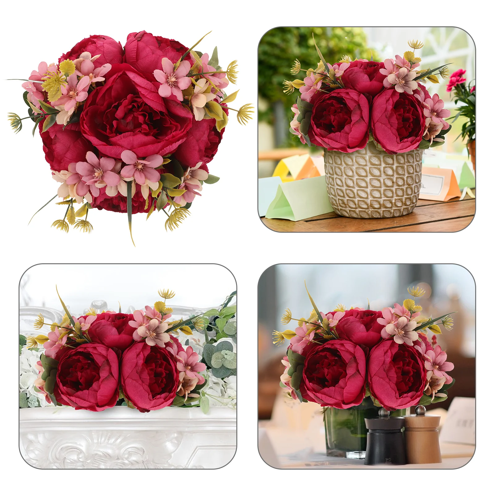 

Artificial Peony Flowers Centerpieces Romantic Decor for Wedding Tables Faux Arrangements Silk Peonies Home Decoration