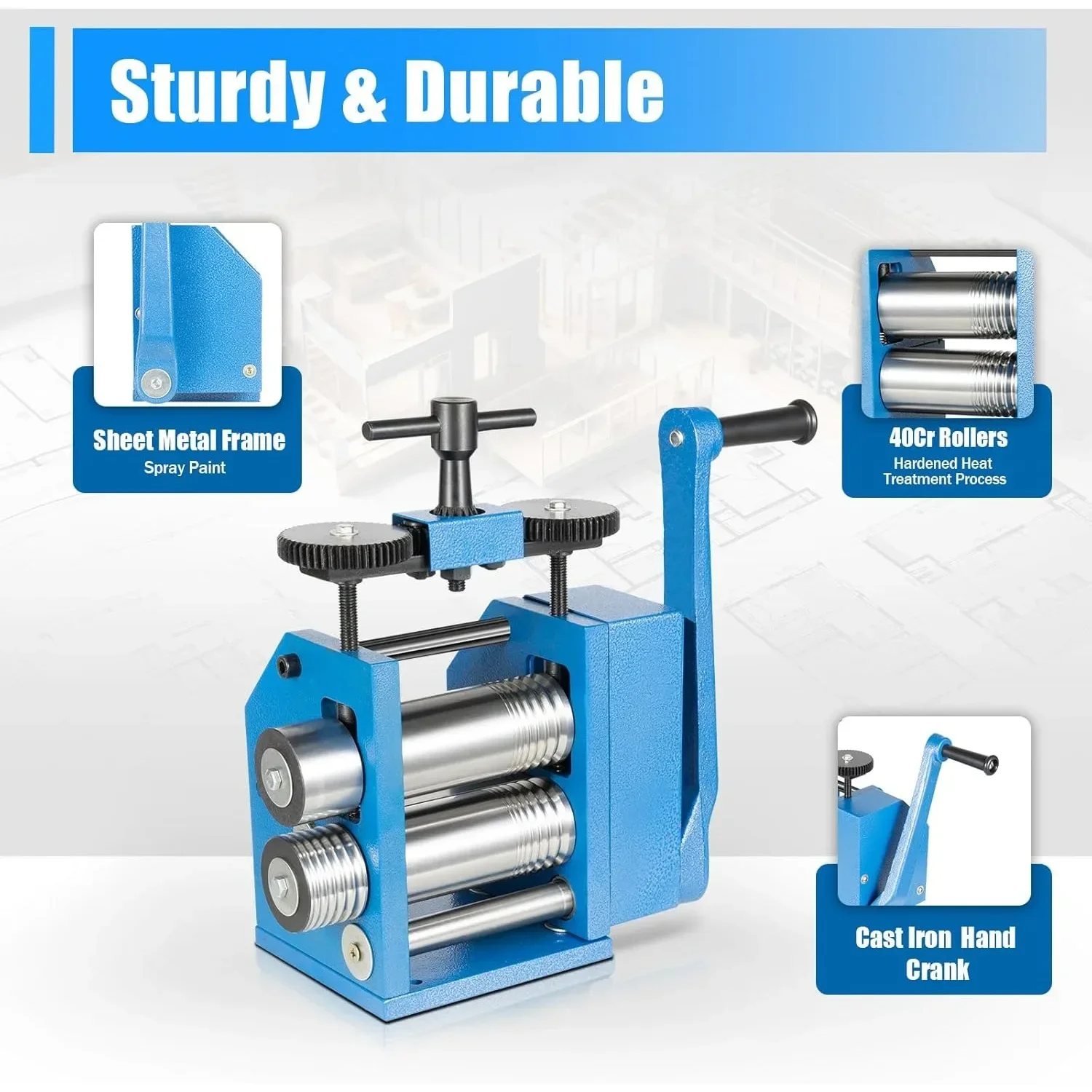 Tragbare 3-in-1-Schmuckwalzwerk, aus Stahl, für Gold, Silber und Kupfer, einstellbare Dicke, ideal für die Herstellung von DIY-Schmuck