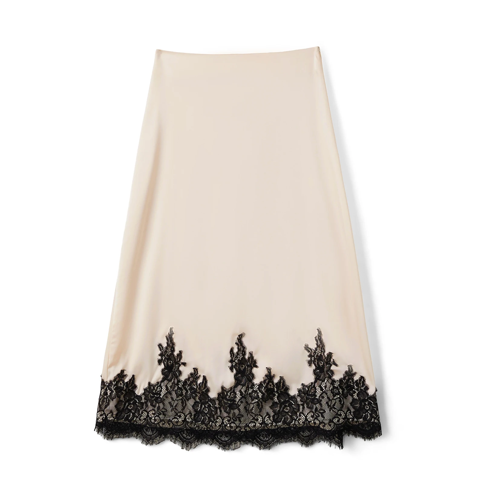 Mulheres retalhos rendas saia média elegante a linha saias de cintura média para verão primavera outono