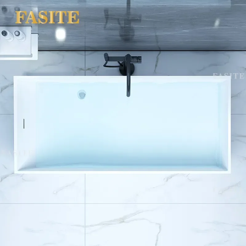 Artificial Stone Bathtub Household Comfortable  Independent Snow White Double Bath Tub