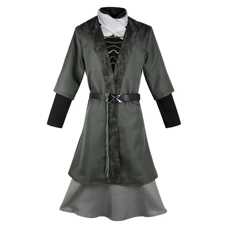 

v;7,e\6'Elegant Fantasy Warrior Halloween Costume - Medieval Silver Blue Dress with Cape & Hood for Anime Cosplay & RPG h;3,p\5/