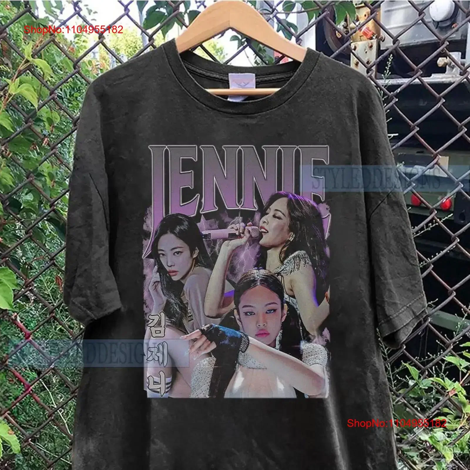 تي شيرت جيني محدود كيم كبير الحجم SweaT BPC19 عتيق مغسول ممتد أنيق متعدد الاستخدامات ملابس شارع ناعمة #1