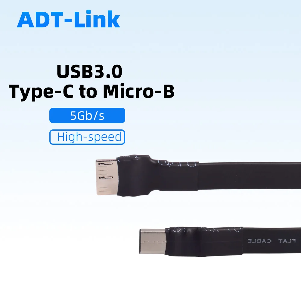 Flat Flexible Up Down Left Right Angled 90 Degree USB 3.0 Type-C USB C Male To Micro-B female Data Charging Connector Cable