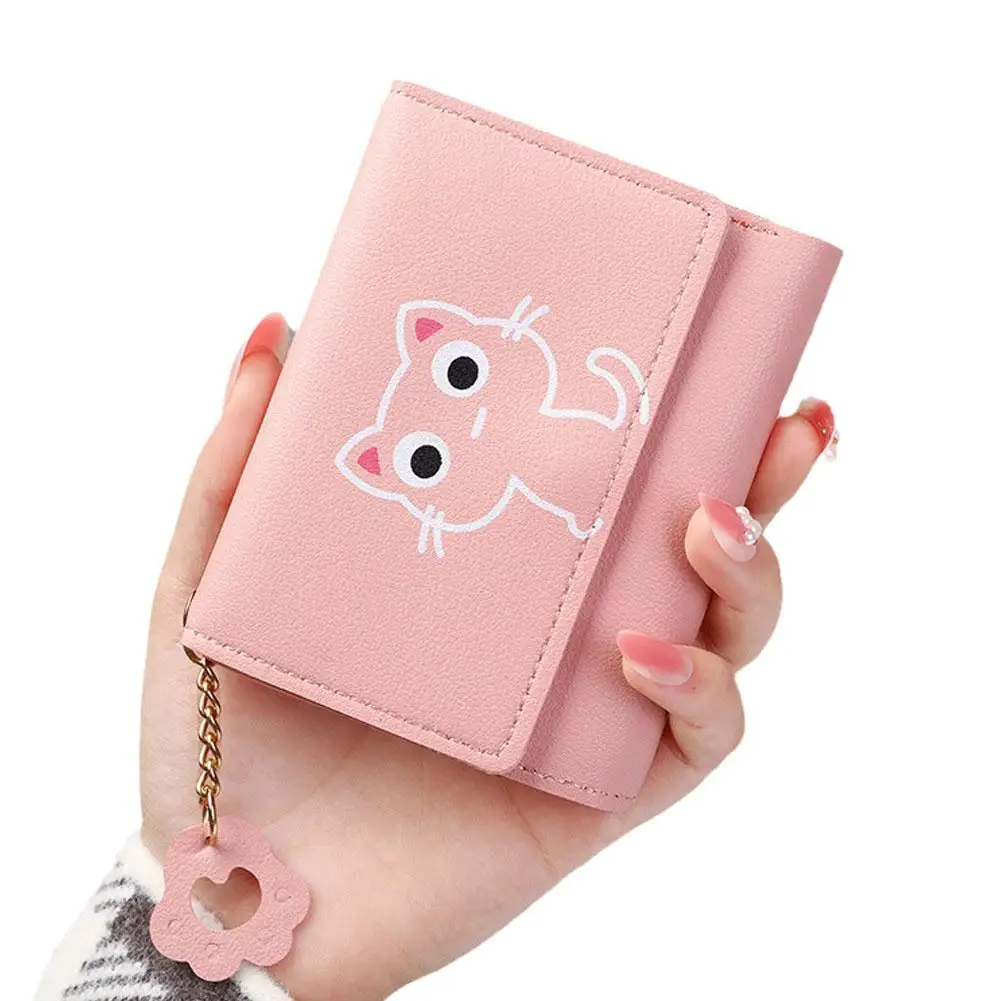 Cute Cartoon Cat Women Wallets Short Wallet PU Leather Small Purse Fashion Ladies Female Girls Money Bag Card Holder Wallets