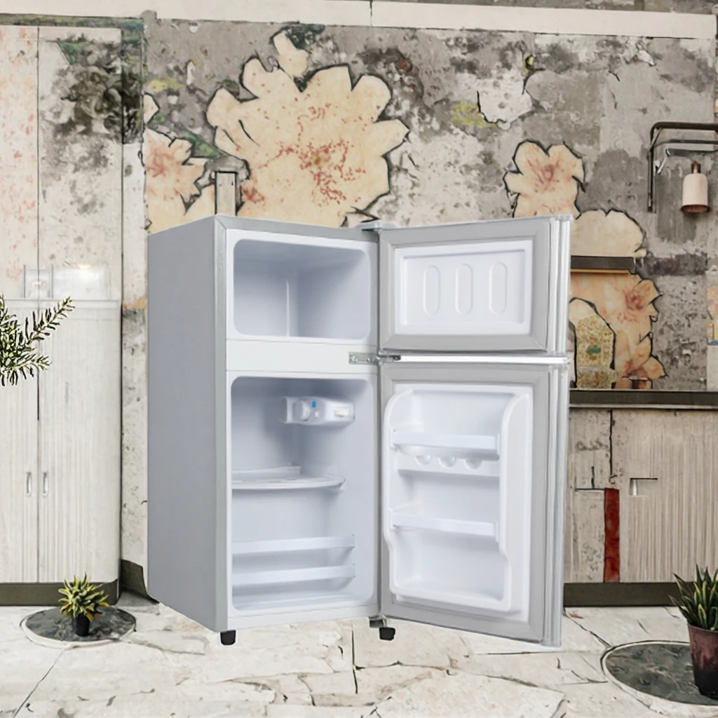 Energy Saving Dual-Door Stainless Steel Compact Refrigerator for Home Dormitories and Hotel Use Electric Power Source