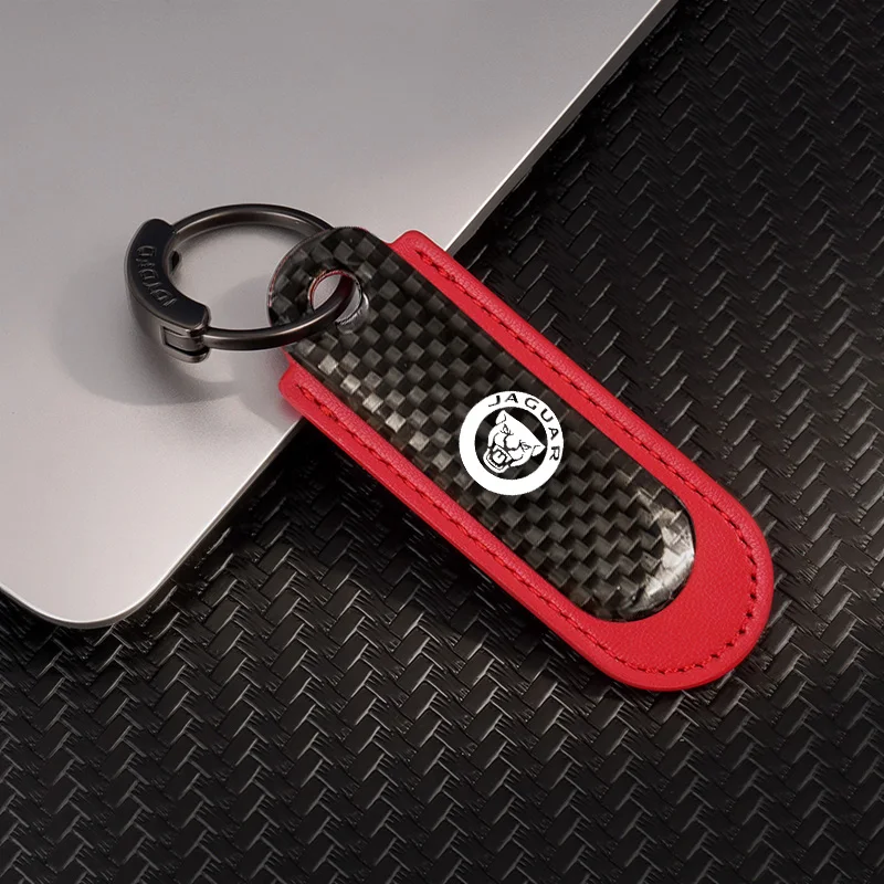 Carbon Fibre Keychain Creative Car Keyring Decorative Accessories For Jaguar XE XF XJ F-Pace X-Type S-Type F-Type Accessories view 6