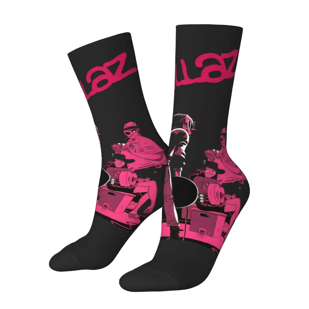 Funny Retro Gorillaz Skateboard Socks Rock Polyester Middle Tube Socks for Unisex