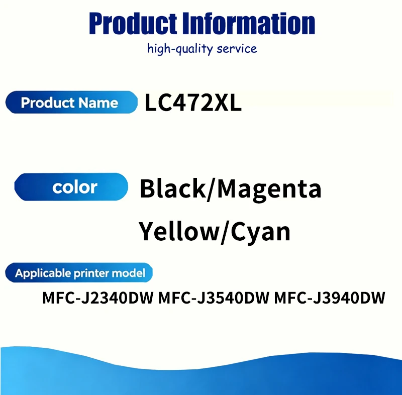 1/2/3 SET LC472XL LC472 XL 472XL Ink Cartridge Compatible For Brother MFC-J2340DW MFC-J3540DW MFC-J3940DW Printers with chip