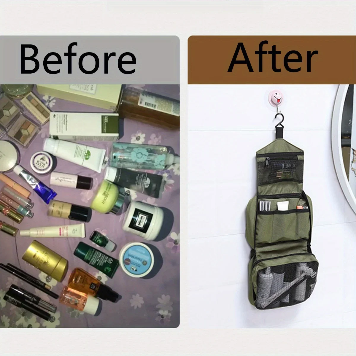 حقيبة أدوات الزينة المعلقة للرجال، حقائب مستحضرات التجميل الكبيرة المقاومة للماء، منظم السفر، أدوات الزينة للسيدات، أدوات الحمام القابلة للطي