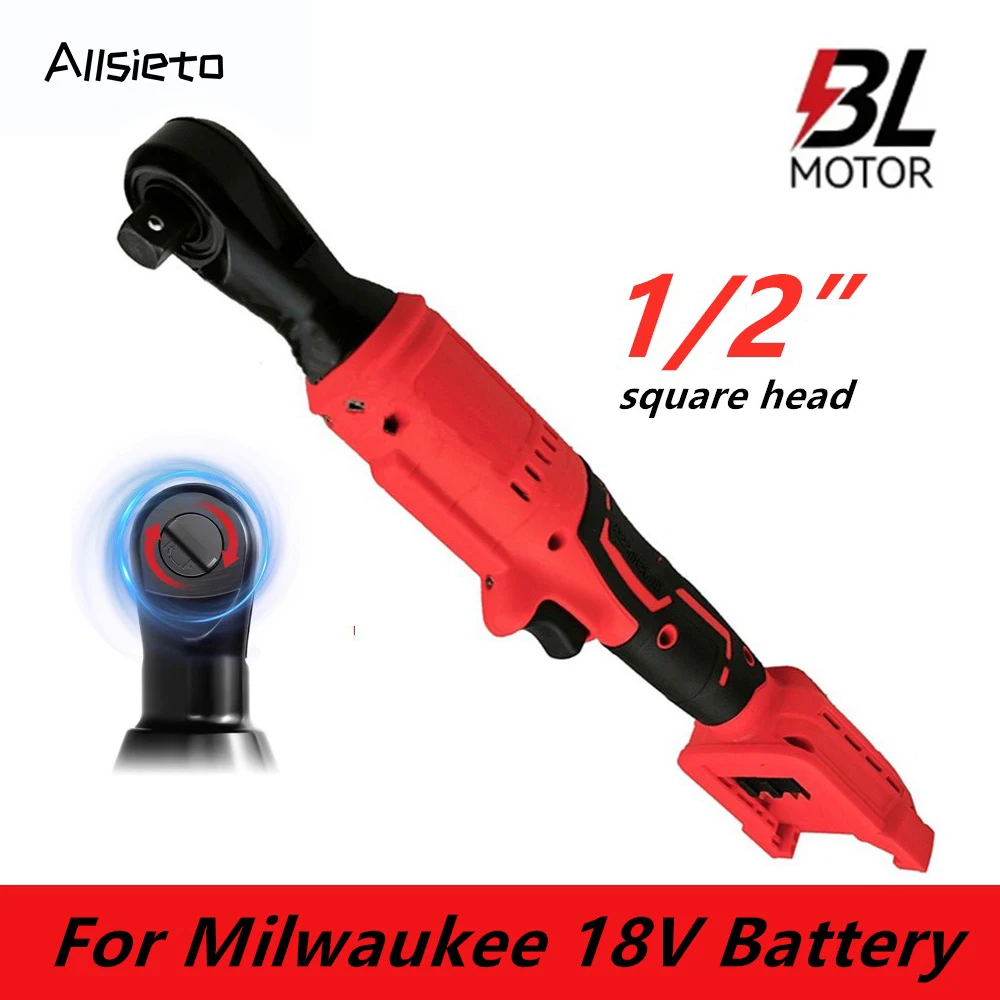 Cordless Right Angle Electric Wrench 1/2''Brushless Ratchet Wrench Disassembly Nut Car Maintenance Tool For Milwaukee 18VBattery