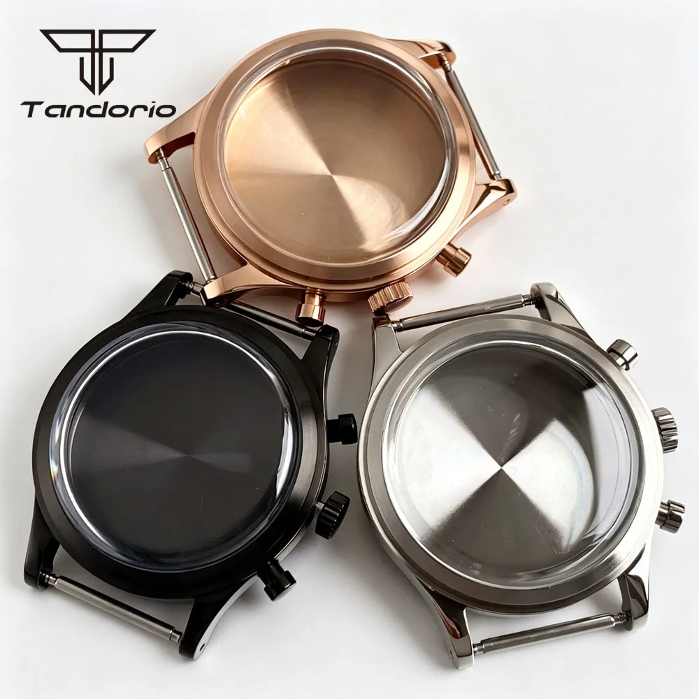 Fit Miyota OS20/OS21 VK63/VK64 Movt 3 Colors 38mm Quartz Watch Case Domed Mineral Glass Multifunctional Wristwatch Mod Parts