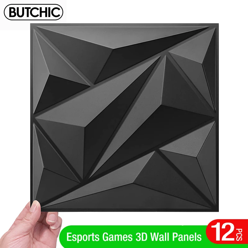 

12pcs 30x30cm Super 3D Art Wall Panel PVC tile Waterproof Esports game 3D Wall Sticker Decor Tiles Diamond Design DIY Home Decor