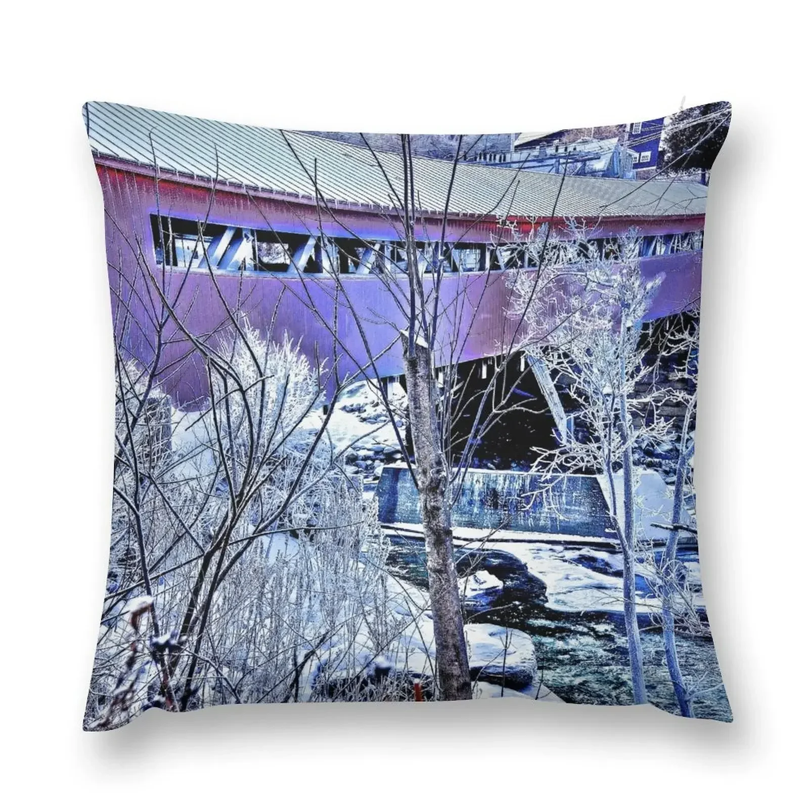 

Covered bridge in Winter Throw Pillow Pillow Case Christmas Rectangular Cushion Cover pillow