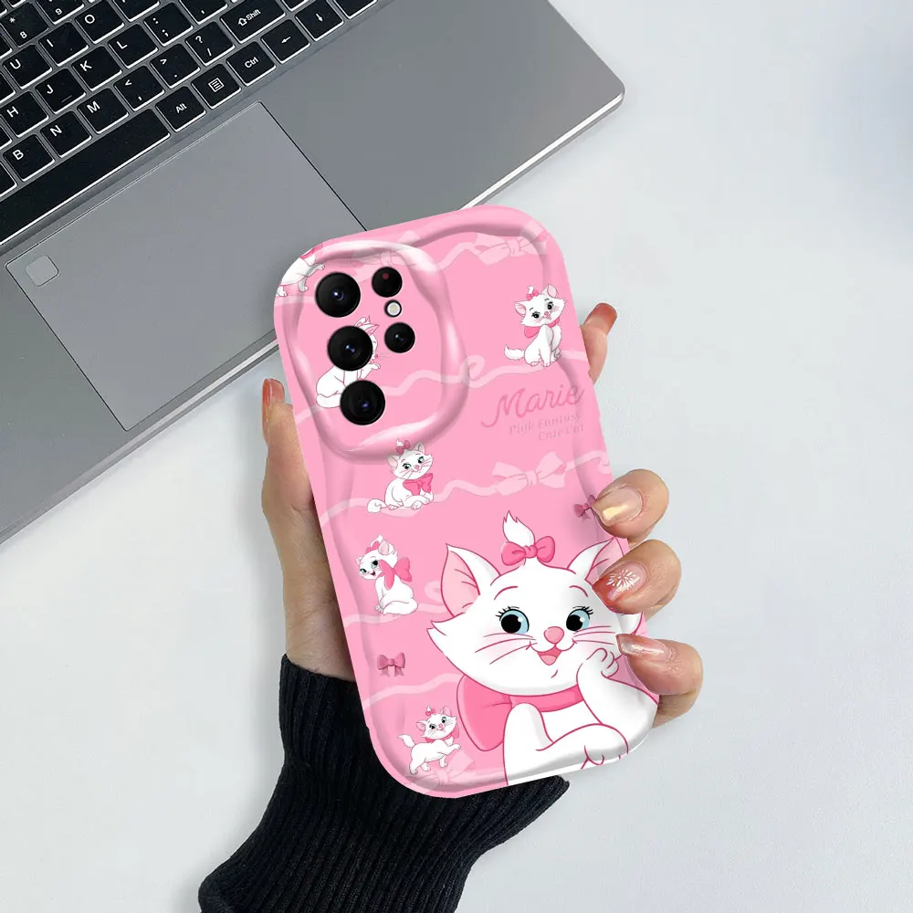 Disney Marie Cat The Aristocats 3D Wave Case For Samsung Galaxy S24 S23 S22 S21 S20 Ultra Plus FE A55 A54 A53 A52 A52S A51 Cover